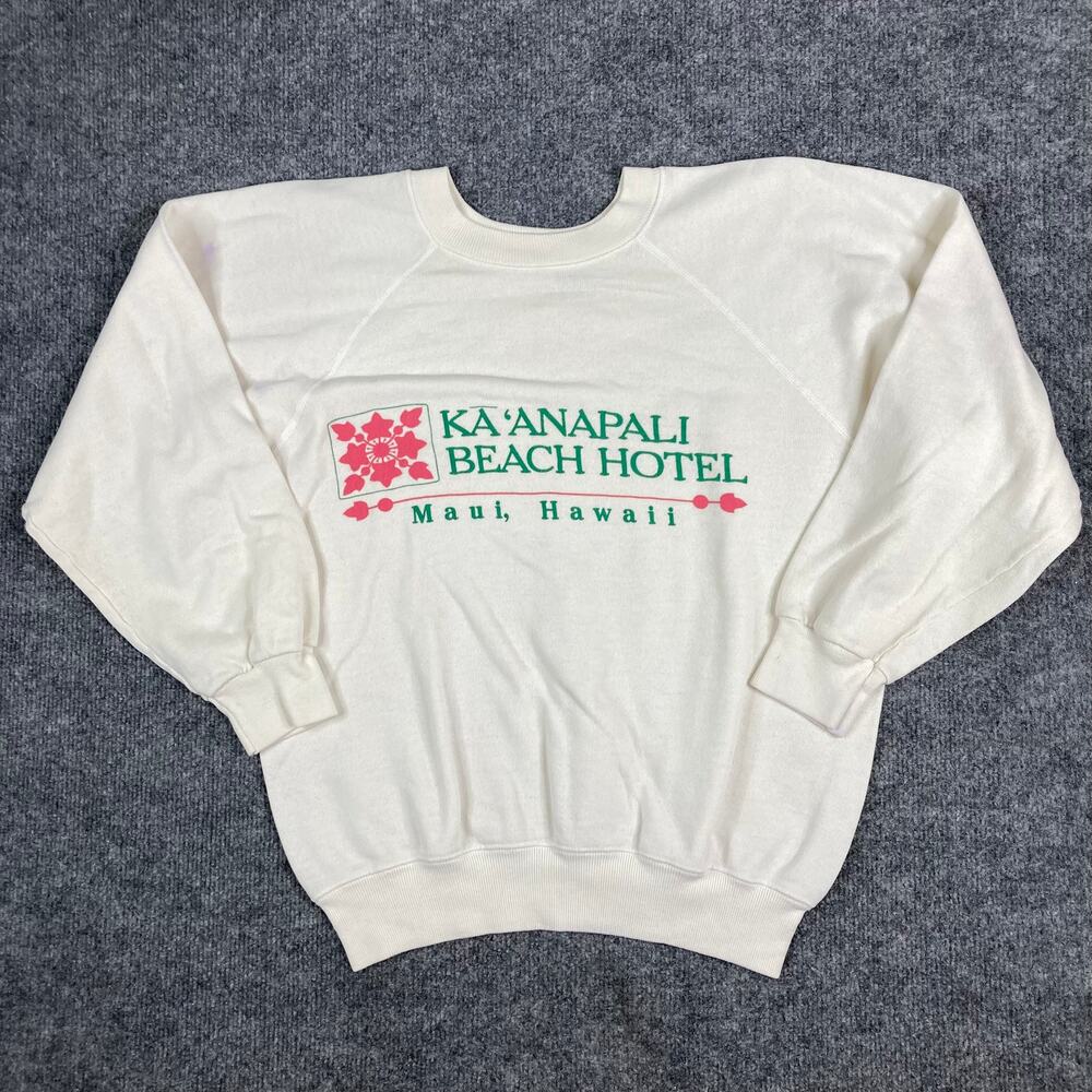 Hanes Sweatshirt Womens‎ Size S White Ka'anapali Beach Hotel Maui Hawaii